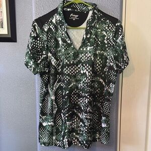 Fringe Studio Green and Black Camouflage Shirt